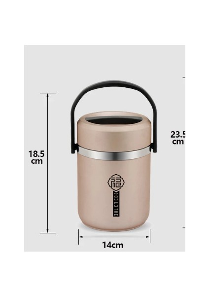 Vakum Büyük Kapasiteli 1600 ml Öğle Yemeği Kutusu Gümüş (Yurt Dışından)