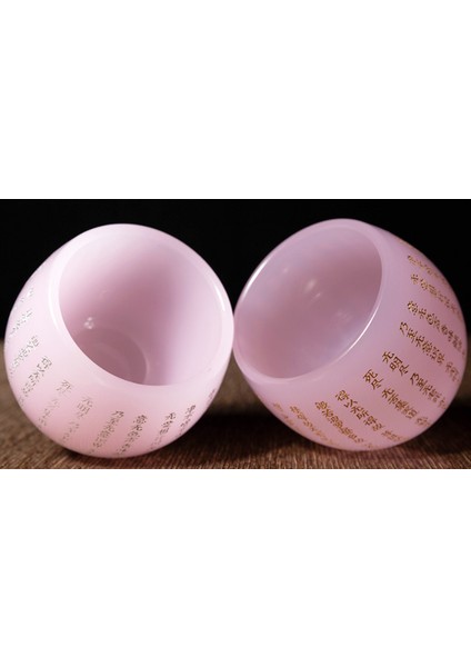 Pembe Yeşim Porselen Jianzhan Çay Bardağı Yeşim Cam Prajna Paramita Kalp Sutra Teacup | Gravür (Yurt Dışından)
