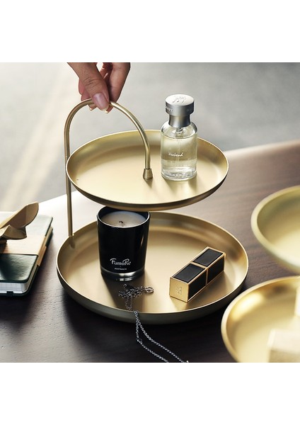 Metal Depolama Tepsisi Sundries Kolye Bilezik Takı Kozmetik Izle Ekran Plakası Anahtar Tutucu Masaüstü Organizatör Araçları Ev Dekor | Depolama Tepsileri (Iki Katmanlar) (Yurt Dışından) modelleri