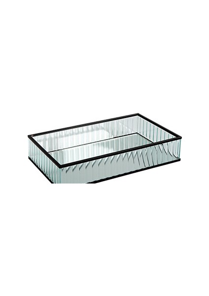 Cam Ayna Tepsi Siyah Metal Kenar Kırmızı Şarap Plakası Dekorasyon Depolama Tepsisi Kek Araçları Ev Deco Modern Depolama Tepsileri | Depolama Tepsileri (Black-S) (Yurt Dışından)
