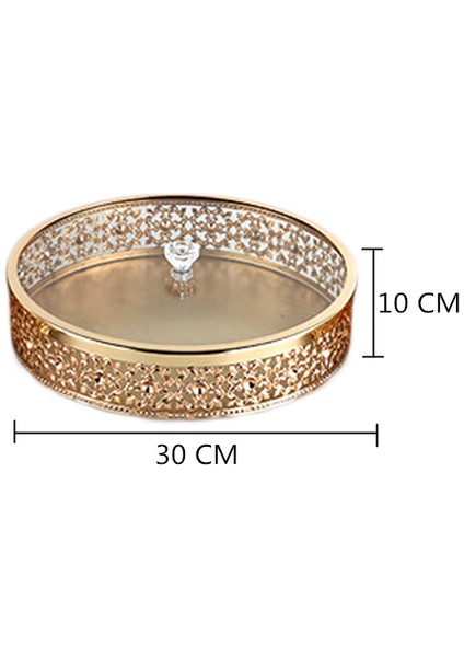Metal Tepsi Lüks Altın Finish Hollow Ev Depolama Yuvarlak Mutfak Aracı Düğün Centerpieces Masa Dekorasyon | Depolama Tepsileri (L) (Yurt Dışından) fiyatları