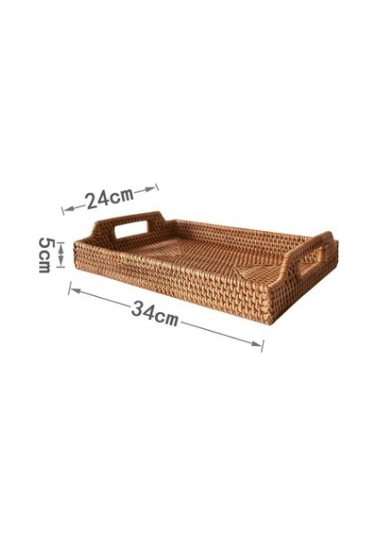 Rattan Dokuma Servis Tepsileri Kolu Dikdörtgen El Yapımı Dokuma Tepsi Snack Plaka Rattan Dokuma Sepet Meyve Snack Ekran Tepsisi | Depolama Tepsileri (Ler) (Yurt Dışından)