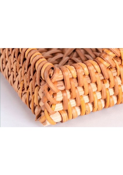Rattan Dokuma Servis Tepsileri Kolu Dikdörtgen El Yapımı Dokuma Tepsi Snack Plaka Rattan Dokuma Sepet Meyve Snack Ekran Tepsisi | Depolama Tepsileri (Ler) (Yurt Dışından)