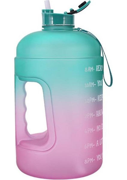 Degrade Plastik Büyük Kapasiteli Su Şişesi Saman Su Şişesi (Greenpurple) (Yurt Dışından)