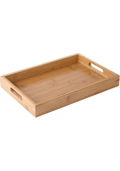 Ahşap Hizmet Tepsisi Çay Çatal Tepsileri Depolama Palet Meyve Tabağı Dekorasyon Gıda Bambu Dikdörtgen | Depolama Tepsileri (20 * 30 * 4 Cm) (Yurt Dışından)