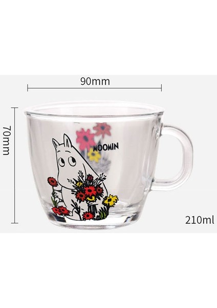 210 ml Yaratıcı Sevimli Moomin Cam Kupalar Kupası Düğün Kapak ile Su Süt Çay Cam Kahve Kupa Moomin Karikatür Çocuklar Için Evler | Bira Steins (Şeffaf) (Yurt Dışından)