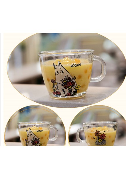 210 ml Yaratıcı Sevimli Moomin Cam Kupalar Kupası Düğün Kapak ile Su Süt Çay Cam Kahve Kupa Moomin Karikatür Çocuklar Için Evler | Bira Steins (Şeffaf) (Yurt Dışından)