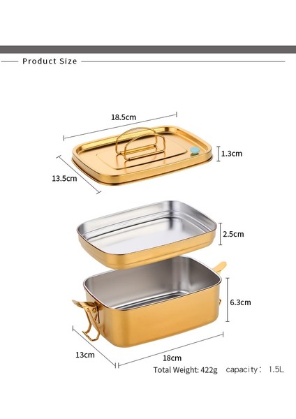 1.5l 304 Paslanmaz Çelik Öğle Yemeği Kutusu Çift Katmanlar Bento Gıda Konteyner Snack Depolama Termal Metal Kutusu Stok Stor Yemek | Öğle Yemeği Kutuları (Gül Altın) (Yurt Dışından) fiyatları