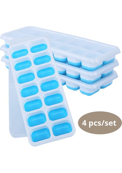4 Set Silikon Buz Küpü Tepsi Kapakları Ile, Kolay Yayın ve Esnek Silikon Kalıplar Dıy Ice Buz Küp Makinesi Için Dondurma Parti | Dondurma Makineleri (Yurt Dışından)