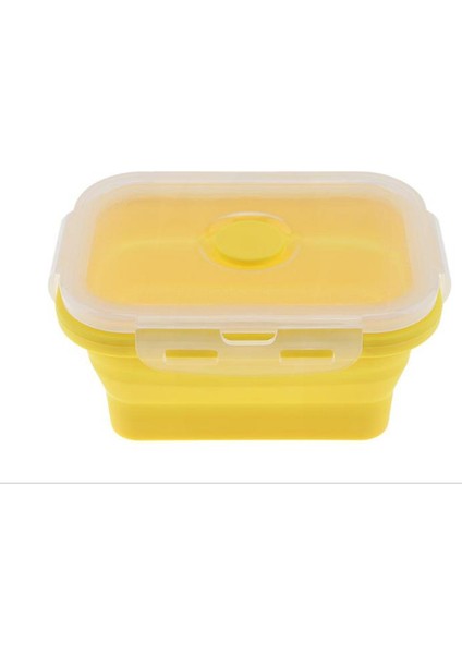 Silikon Öğle Yemeği Kutusu Yuvarlak Katlanır Gıda Konteyner Taşınabilir Kase 800ML Bento Box Çevre Dostu | Öğle Yemeği Kutuları (Sarı) (Yurt Dışından)