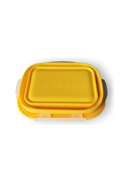 Silikon Öğle Yemeği Kutusu Yuvarlak Katlanır Gıda Konteyner Taşınabilir Kase 800ML Bento Box Çevre Dostu | Öğle Yemeği Kutuları (Sarı) (Yurt Dışından)