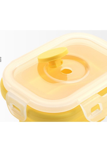 Silikon Öğle Yemeği Kutusu Yuvarlak Katlanır Gıda Konteyner Taşınabilir Kase 800ML Bento Box Çevre Dostu | Öğle Yemeği Kutuları (Sarı) (Yurt Dışından)