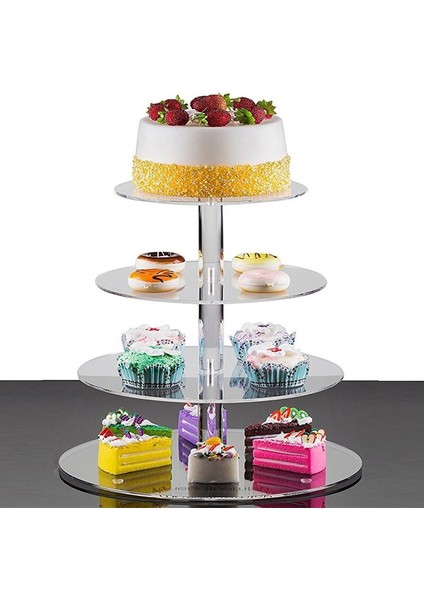 4 Katmanlı Kek Standı Düğün Kek Yuvarlak Fincan Kek Tutucu Doğum Günü Partisi Tatlı Standları Ekran Cupcake Standları | Depolama Tepsileri (Yurt Dışından) fırsatları