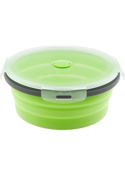 Silikon Öğle Yemeği Kutusu Yuvarlak Katlanır Gıda Konteyner Taşınabilir Kase 800 ml Bento Kutusu Çevre Dostu | Öğle Yemeği Kutuları (Yeşil) (Yurt Dışından)