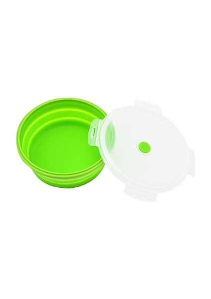 Silikon Öğle Yemeği Kutusu Yuvarlak Katlanır Gıda Konteyner Taşınabilir Kase 800 ml Bento Kutusu Çevre Dostu | Öğle Yemeği Kutuları (Yeşil) (Yurt Dışından)