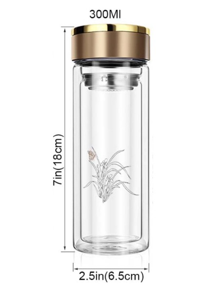 300 ml Su Şişesi Cam Çift Duvar Borosilikat Cam Çay Şişesi ile Demlik Filtre Kolu Çift Katlı Ofis Çay Kupası | Su Şişeleri (Yurt Dışından) modelleri