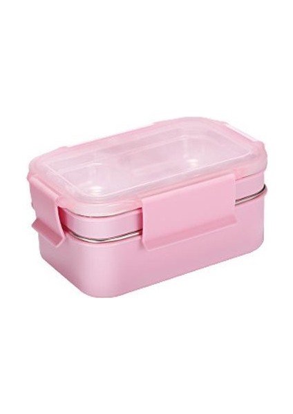 Bento Kutusu Paslanmaz Çelik Çift Gıda Kutusu Çocuk Piknik Okul Öğle Yemeği Kutusu Şirketi Kantin Fast Food Lunch Box | Öğle Yemeği Kutuları (Pembe) (Yurt Dışından)