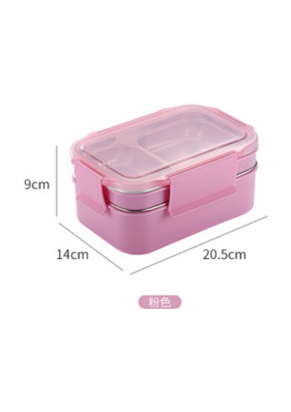 Bento Kutusu Paslanmaz Çelik Çift Gıda Kutusu Çocuk Piknik Okul Öğle Yemeği Kutusu Şirketi Kantin Fast Food Lunch Box | Öğle Yemeği Kutuları (Pembe) (Yurt Dışından)