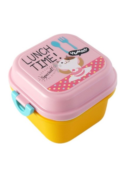 Karikatür Sağlıklı Plastik Öğle Yemeği Kutusu Mikrodalga Fırın Öğle Yemeği Bento Kutuları Gıda Konteyner Yemek Kid Çocuk Lunchbox | Öğle Yemeği Kutuları (Pembe) (Yurt Dışından)
