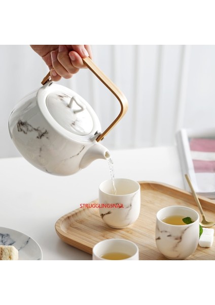 El Yapımı Seramik Çaydanlık Büyük Nordic Tarzı 800 ml Isıya Dayanıklı Çay Töreni Seti Pot Çiçek Seti Puer Su Isıtıcısı Ofis Ev Aracı | Sürahi (Yurt Dışından)