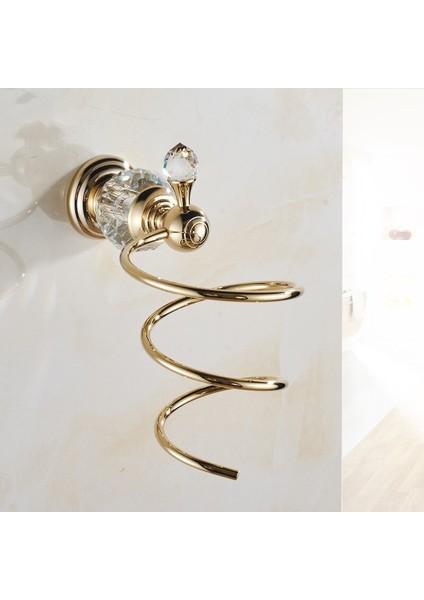 Gül Altın Banyo Rafı Katı Pirinç Ve;kristal Baz Saç Kurutma Makinesi Tutucu / Raf Duvara Monte Bath Donanım Tırnak Zımba Yeni Varış | Banyo Rafları (Yurt Dışından) modelleri