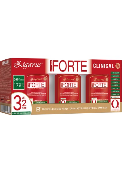 Forte Ultra Clinical Kuru Saçlar için Şampuan 300 ml - 3 Al 2 Öde