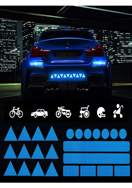 25 Parça Reflektörlü Karışık Oto Sticker Motor Bisiklet Aksesuar Oto