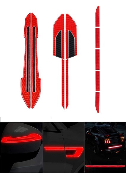3 Çeşit Reflektörlü Paket Sticker Ayna Bagaj Kaput Oto Aksesuar