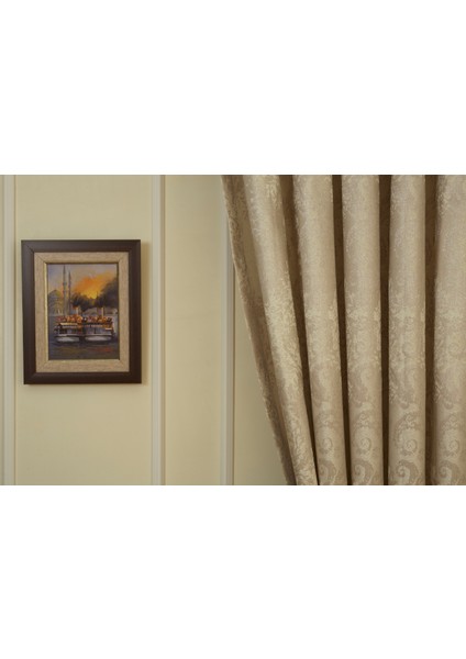 Fon Perde Damask Desen Krem 1-2 Seyrek Pile 60x260