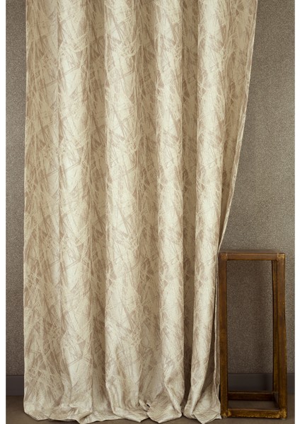Fon Perde Bush Desen Krem 1-2 Seyrek Pile 60x260