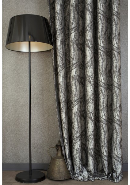 Fon Perde Bush Desen Gri 1-2 Seyrek Pile 100x260