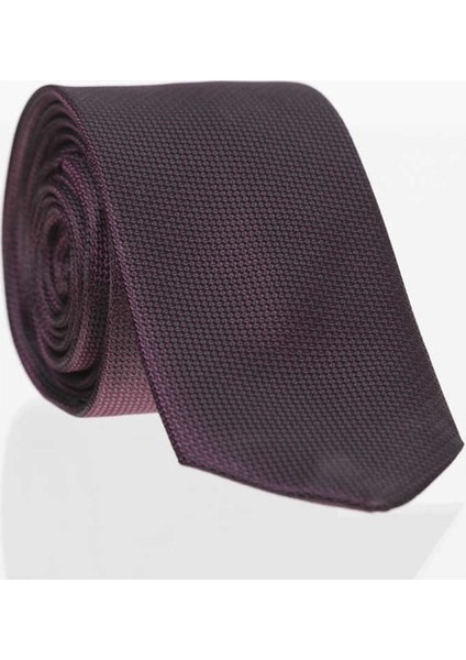 Koyu Mürdüm Slim Fit Düz Renk Dokuma Kravat