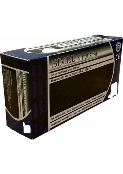 Siyah Pudrasız Nitril Eldiven (Large) 100'LÜ x 20 Paket - 1 Koli