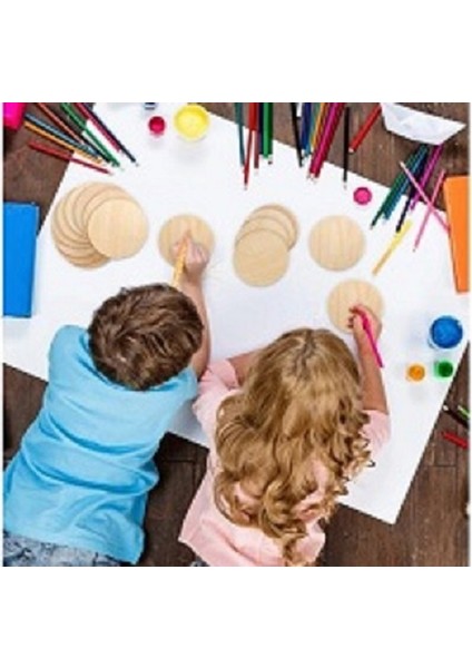 8 Adet Dekorasyon Ahşap Dilimleri Hobi Çoçuk Resim Yapma Fırça