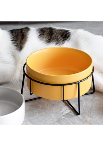 Sevimli Seramik Kedi Kase Evrensel Pet Yeme Içme Kase Bambu Raf Antiskid Köpek Kedi Sofra Kaseler Pet Malzemeleri | Köpek Besleme (Yurt Dışından) modelleri