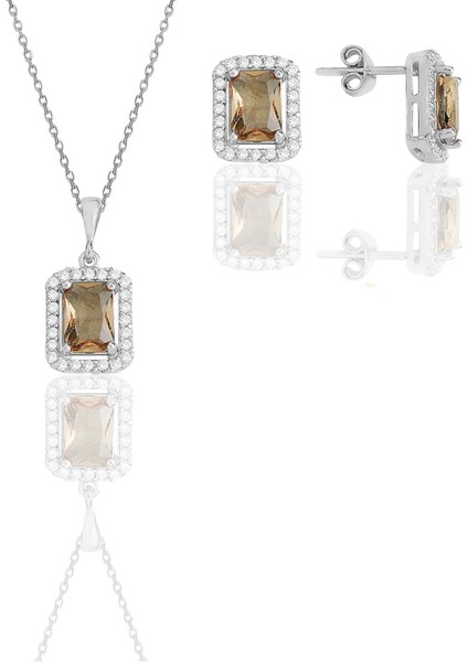 Gümüş Rodyumlu Renk Değiştiren Zultanit Taşlı Baget Kesim Ikili Set