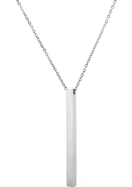 Calido Dikdörtgen Gümüş Renk Kolye