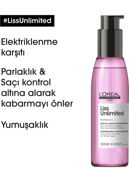 L'oreal Professionnel Serie Expert Liss Unlimited Elektriklenme karşıtı (ve yoğun yumuşaklık veren) Yağ 125 ml