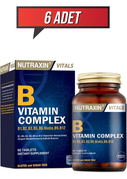 B Vitamini Içeren Takviye Edici Gıda B Vitamini Complex 60 Tablet 6 Adet