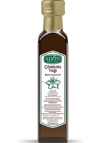 Çörekotu Yağı, Soğuk Sıkım, Doğal, Yüksek Timokinon, 250 ml