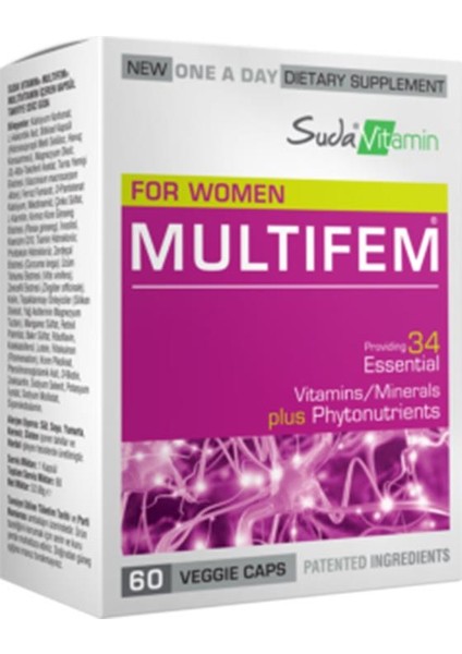 Multifem Kapsül+Suda Vitamin Calcium Magnesium Zinc D3 K2