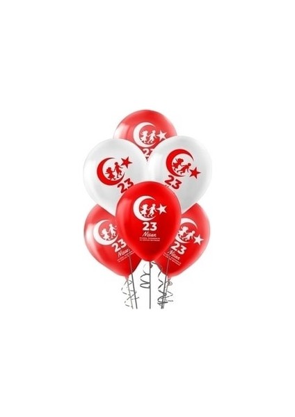 10 Adet Bayrak Balon Türk Bayraklı ve 23 Nisan Baskılı Balon 23 Nisan Balon Süslemeleri