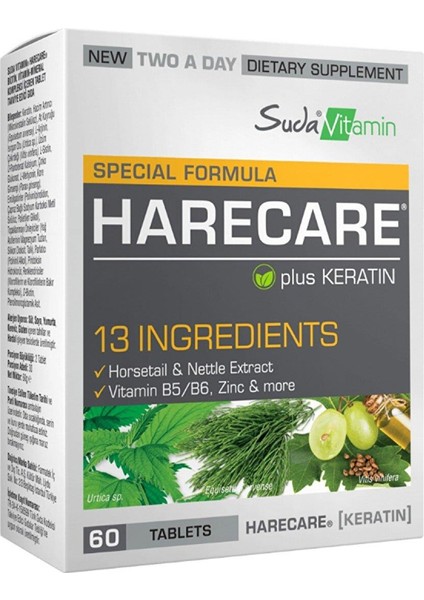 Harecare 60 Tablet + Suda Vitamin Calcium Magnesium Zinc D3 K2 100 Tablet modelleri