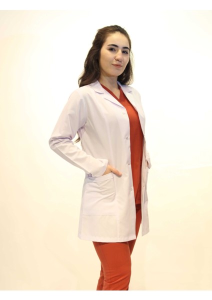 Doktor Hemşire Bayan Orta Boy Gömlek Yaka Beyaz Önlük M