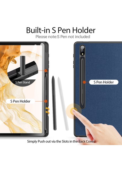 Samsung Galaxy Tab S7 Fe / S7 + Domo Serisi Deri Kılıf Blue (Yurt Dışından) modelleri