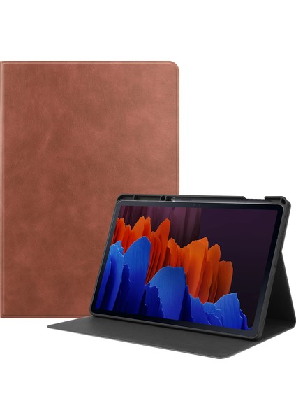 Samsung Galaxy Tab S7 + T970 Tpu Tablet Deri Kılıfı Için Kahverengi (Yurt Dışından)