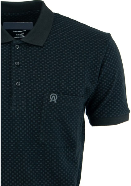 Erkek Cepli Kısa Kollu Yeni Baskılı Normal Kesim Pamuk Lakos Kumaş Polo Yaka T-Shirt