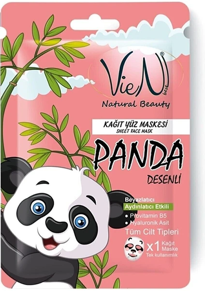 Panda Desenli Kağıt Yüz Maskesi