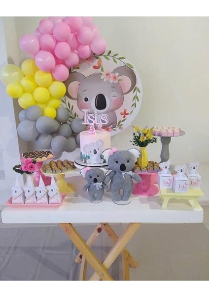 Pastel Pembe-Sarı- Gri Balon 100 Adet + 5 Mt. Balon Zinciri