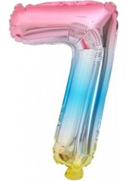 7 Yaş Rakam Folyo Balon Gökkuşağı Renkli 76 cm